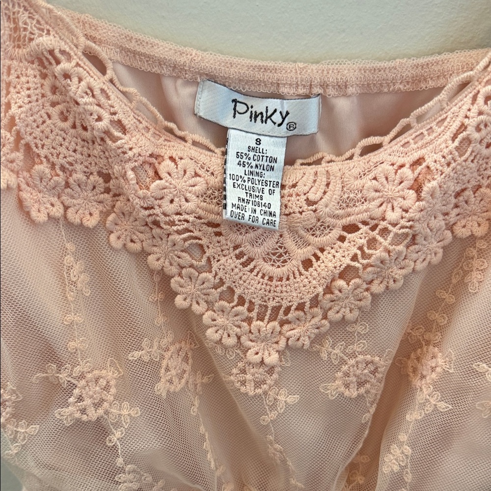 Pinky Peach Lace Sheer dress